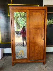 Lemari Pakaian Jati Pintu 2 Sliding