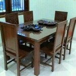 Meja Makan Ukir Bunga Jepara