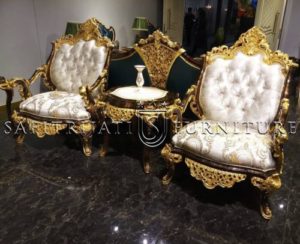 Desain Kursi Tamu Mewah Bellagio Finishing Emas